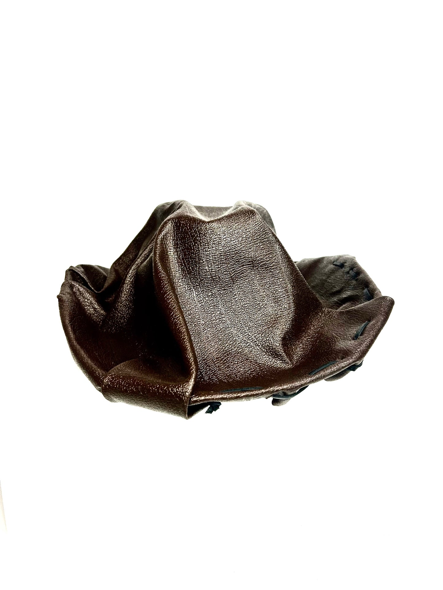 Creased leather hat