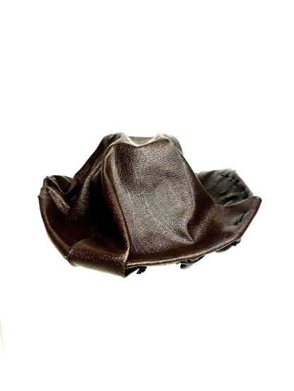 Creased leather hat